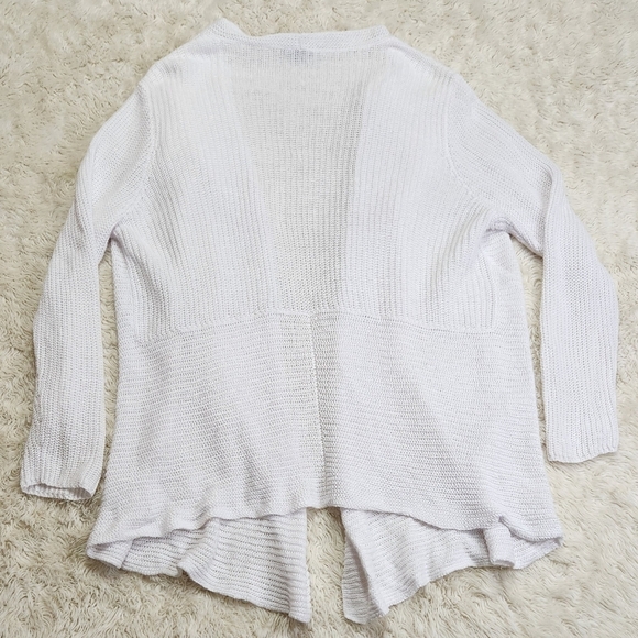 Eileen Fisher Woman Drape Front Organic Linen Cardigan White Size 1X - Picture 6 of 10
